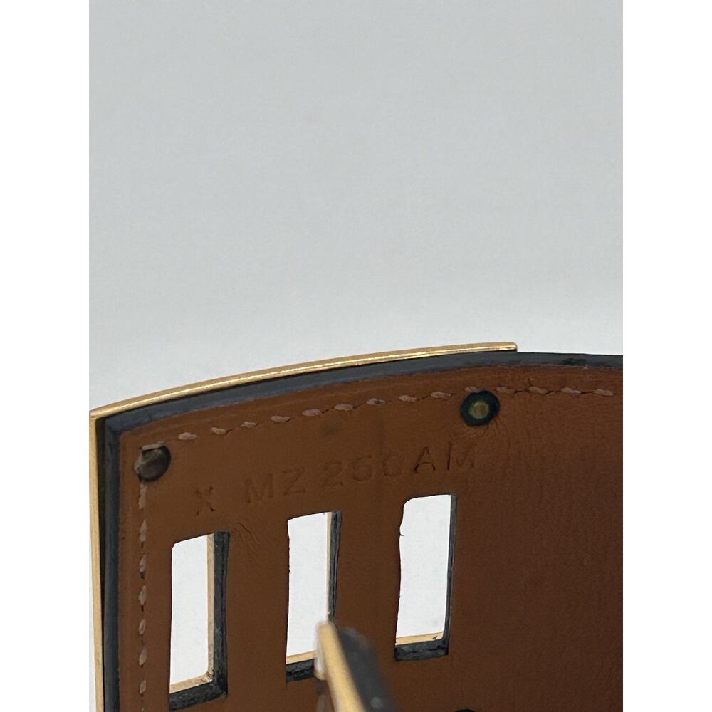 Authentic Hermes Kelly Bangle Bracelet Black Leather Gold Metal Accessory France - Picture 8 of 8